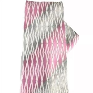 Bruno Conte Men's Tie & Hanky Set Pink, Charcoal Gray and Silver 100% Silk 4"